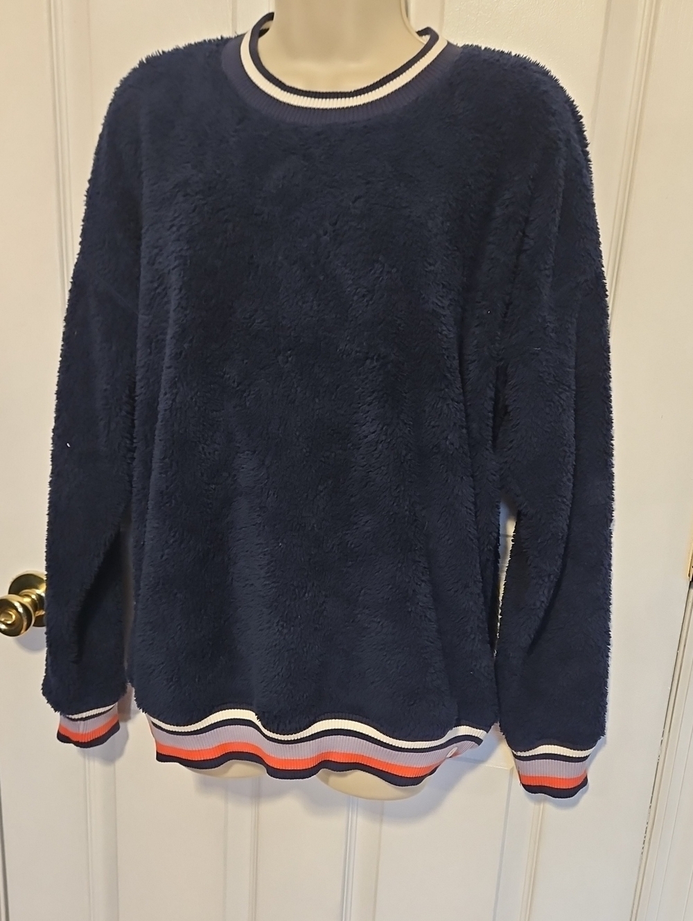 Aerie Fuzzy Navy Retro Sherpa Collection Sweatshirt